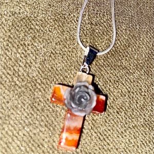 Agate Stone Cross Necklace